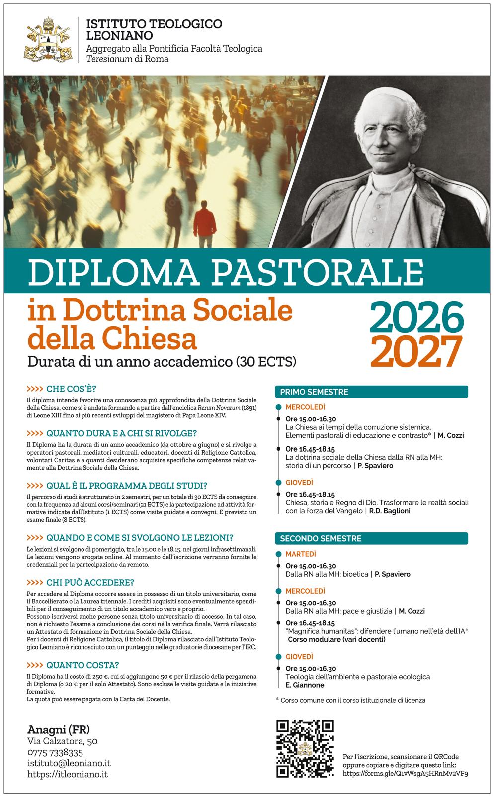 Diploma pastorale in Dottrina sociale della Chiesa