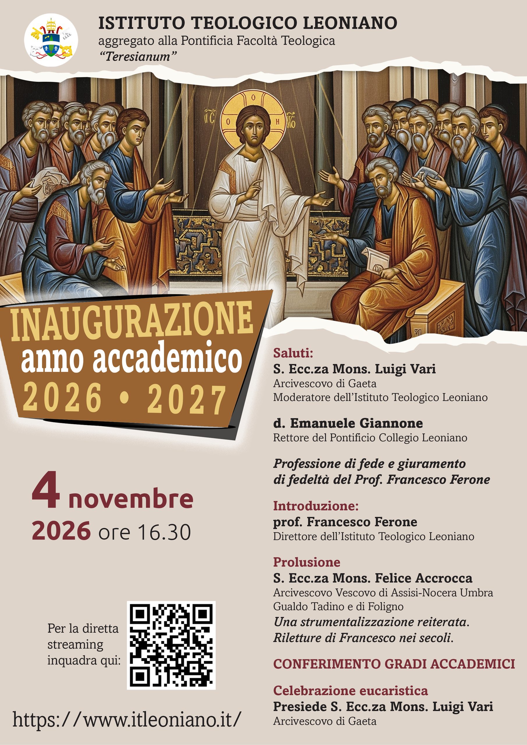 Inaugurazione anno accademico 2026-2027