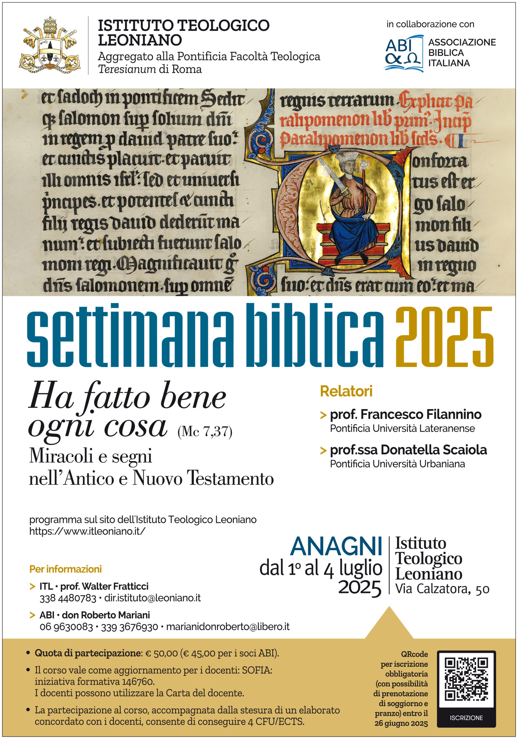«Ha fatto bene ogni cosa» (Mc 7,37). Miracoli e segni nell’Antico e Nuovo Testamento